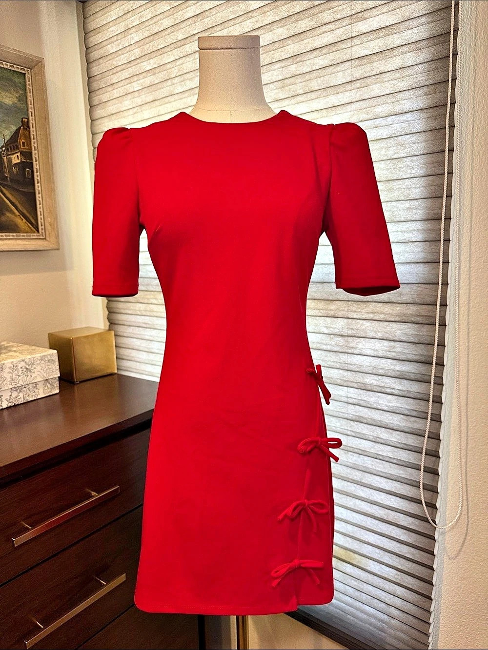 B. Darlin short-sleeve red mini dress. Size 1/2 or XS.